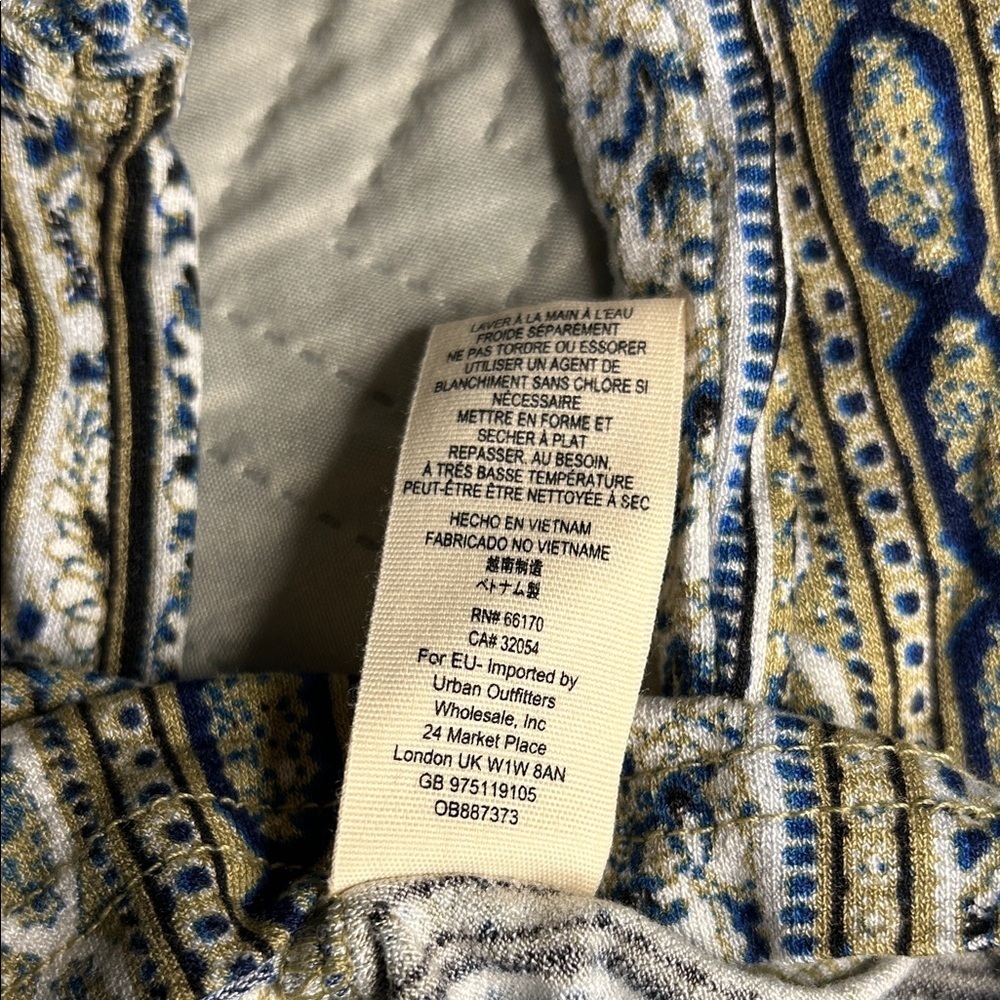 Free People Mock Neck Printed Top | Navy & Beige | Stretchy - Picture 5 of 11